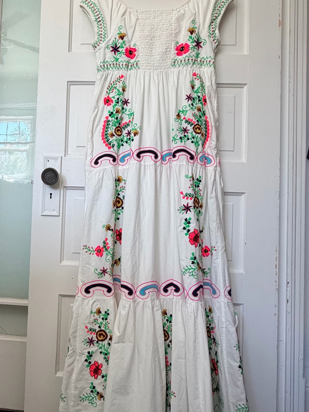 Anthropologie White Maxi Dress with Multicolor Floral Embroidery - Picture 2 of 8
